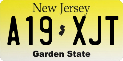 NJ license plate A19XJT