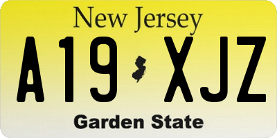 NJ license plate A19XJZ