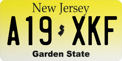NJ license plate A19XKF