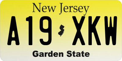NJ license plate A19XKW