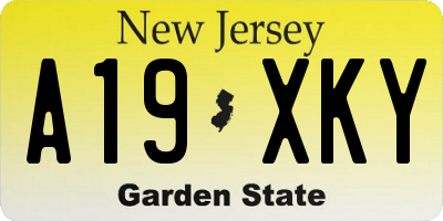NJ license plate A19XKY