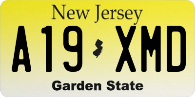 NJ license plate A19XMD