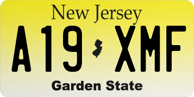 NJ license plate A19XMF