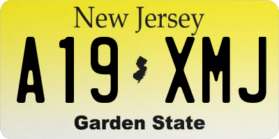 NJ license plate A19XMJ