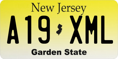 NJ license plate A19XML