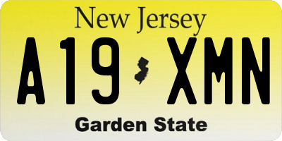 NJ license plate A19XMN