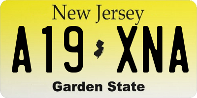 NJ license plate A19XNA