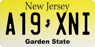 NJ license plate A19XNI