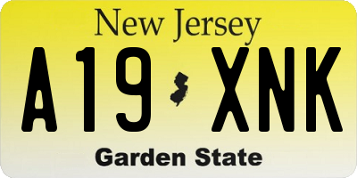 NJ license plate A19XNK