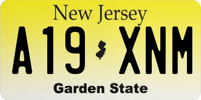 NJ license plate A19XNM