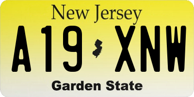 NJ license plate A19XNW