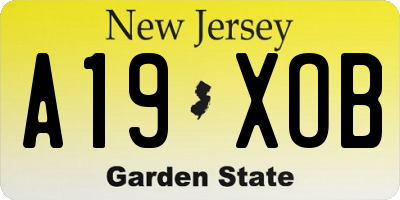 NJ license plate A19XOB
