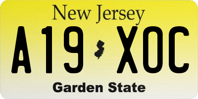 NJ license plate A19XOC