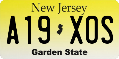 NJ license plate A19XOS