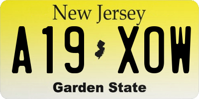 NJ license plate A19XOW