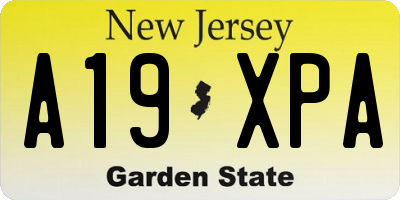 NJ license plate A19XPA