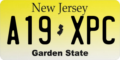 NJ license plate A19XPC