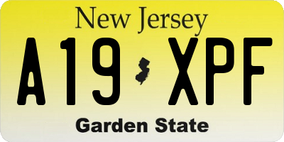 NJ license plate A19XPF