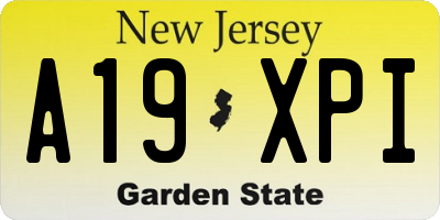 NJ license plate A19XPI