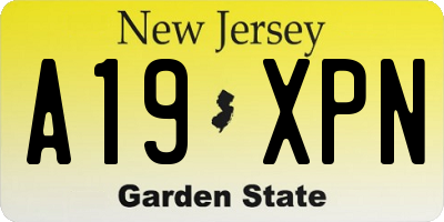 NJ license plate A19XPN