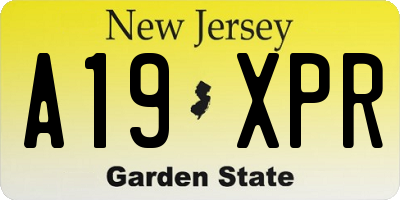 NJ license plate A19XPR
