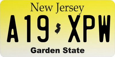 NJ license plate A19XPW