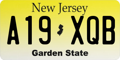 NJ license plate A19XQB