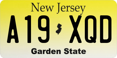 NJ license plate A19XQD