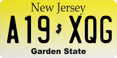 NJ license plate A19XQG