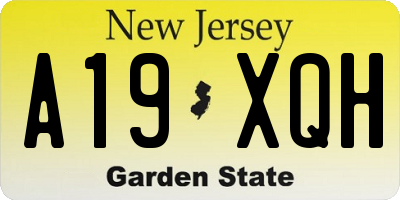 NJ license plate A19XQH