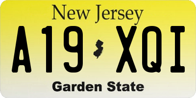 NJ license plate A19XQI
