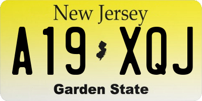 NJ license plate A19XQJ
