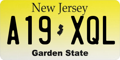 NJ license plate A19XQL