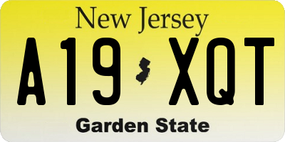 NJ license plate A19XQT
