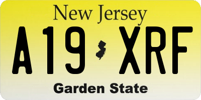 NJ license plate A19XRF