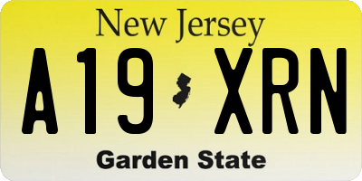 NJ license plate A19XRN