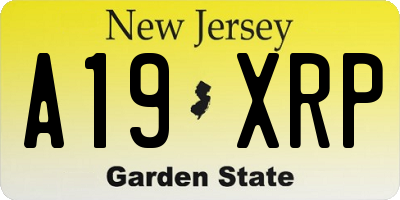 NJ license plate A19XRP