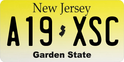 NJ license plate A19XSC