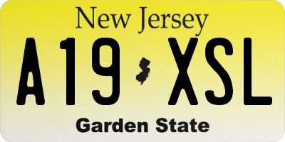 NJ license plate A19XSL