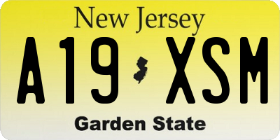 NJ license plate A19XSM