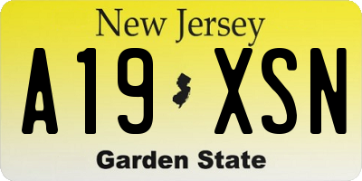 NJ license plate A19XSN