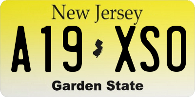 NJ license plate A19XSO