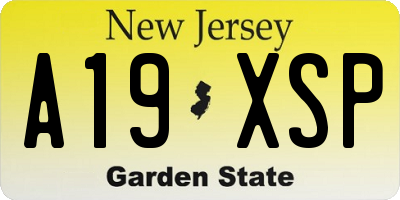 NJ license plate A19XSP