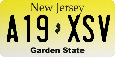 NJ license plate A19XSV