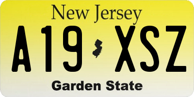 NJ license plate A19XSZ