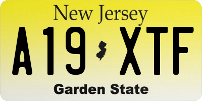 NJ license plate A19XTF