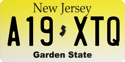 NJ license plate A19XTQ