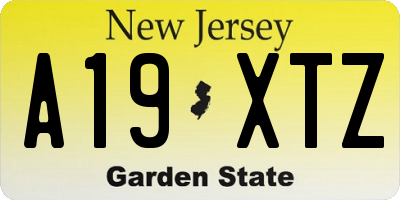 NJ license plate A19XTZ