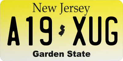 NJ license plate A19XUG