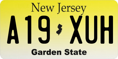NJ license plate A19XUH